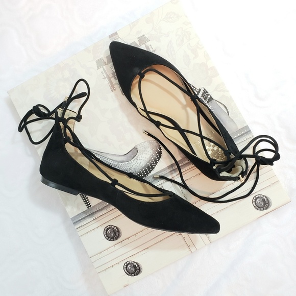 Vince Camuto Shoes - Vince Camuto Leather Pointed Lace Up Flats